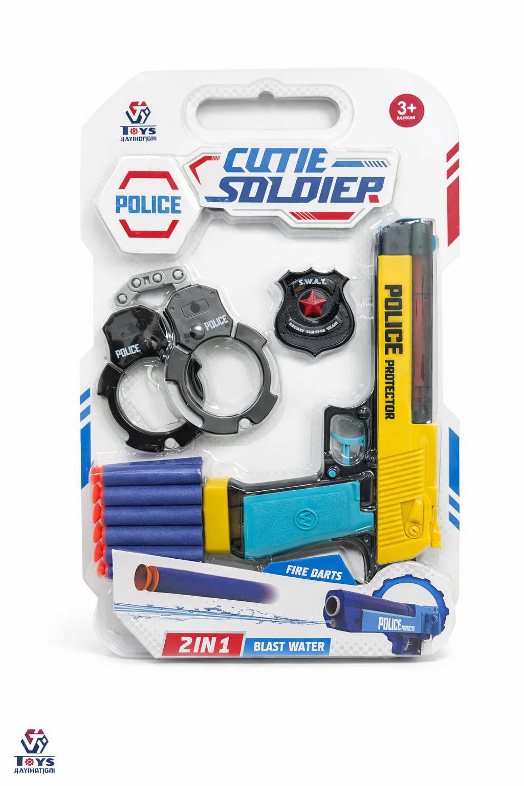 2-in-1 Police Blaster Toy Set – Foam Dart & Water Gun with Handcuffs & Badge