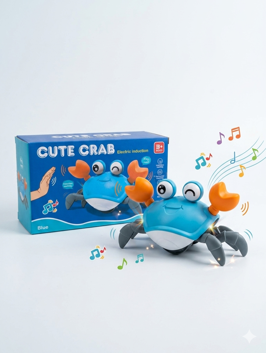Cute Crab Dancing Toy – Smart Obstacle Avoidance with Music & Lights