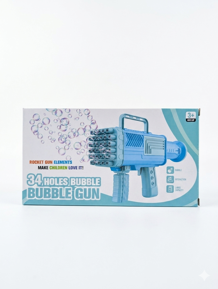 34 Holes Bubble Gun – Automatic Bubble Blaster for Kids