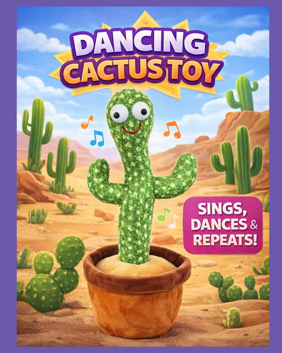 Dancing & Talking Cactus Toy – Repeat Voice, Music & Fun Interactive Toy for Kids