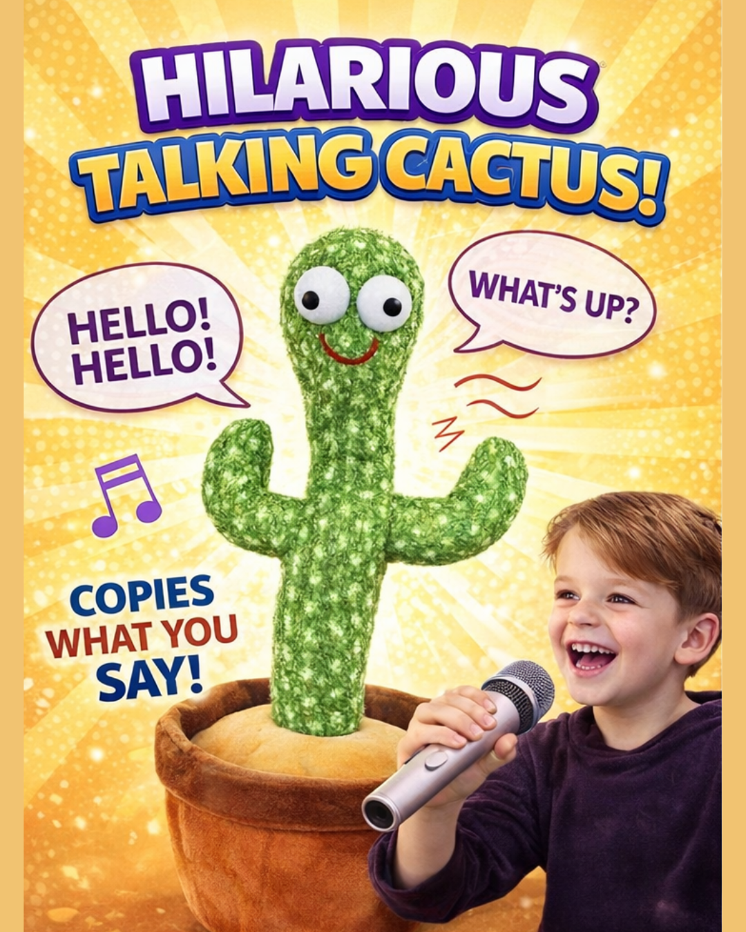 Dancing & Talking Cactus Toy – Repeat Voice, Music & Fun Interactive Toy for Kids