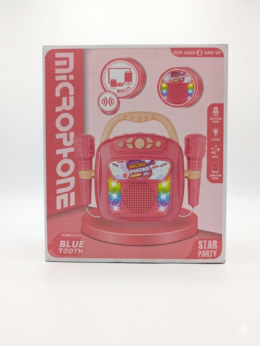 Fun Wireless Karaoke Microphone Star Party – Duet Mics, Bluetooth Speaker & Multicolor Lights for Kids