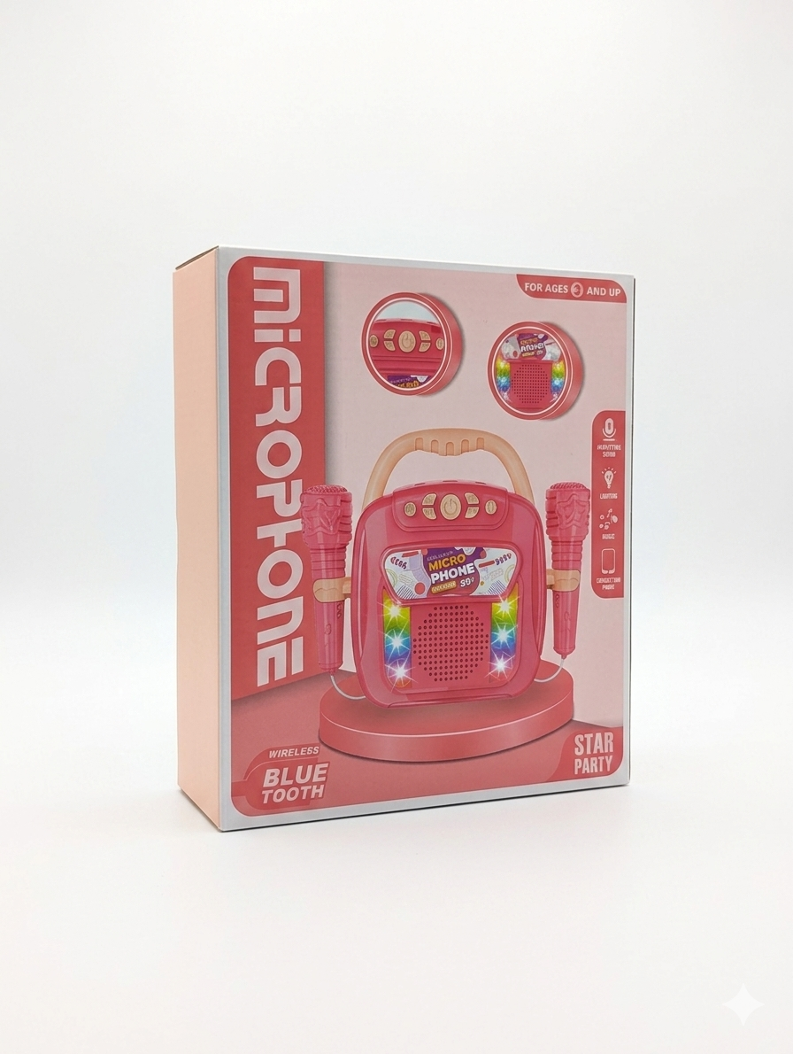Fun Wireless Karaoke Microphone Star Party – Duet Mics, Bluetooth Speaker & Multicolor Lights for Kids