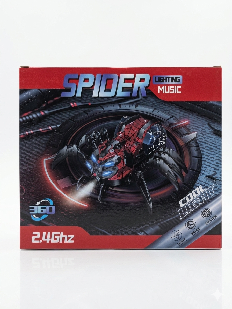 Remote Control Spider Toy – 2.4GHz RC Spider with Lights, Music &amp; 360° Spinning Action