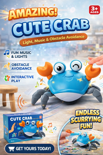 Cute Crab Dancing Toy – Smart Obstacle Avoidance with Music &amp; Lights